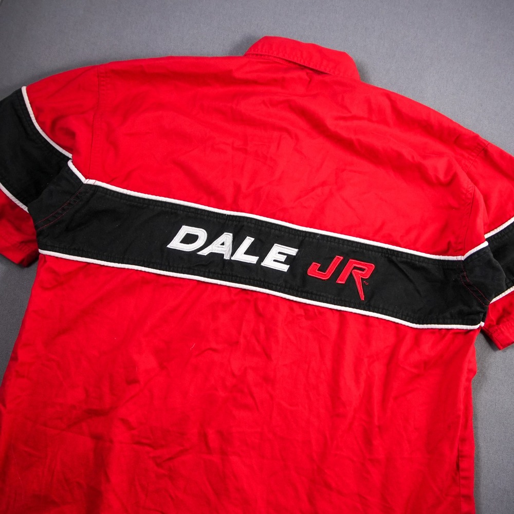 Retro Dale Jr Budweiser Pit Crew Racing Shirt XL Red Button Up Winners Circle - Picture 10 of 11